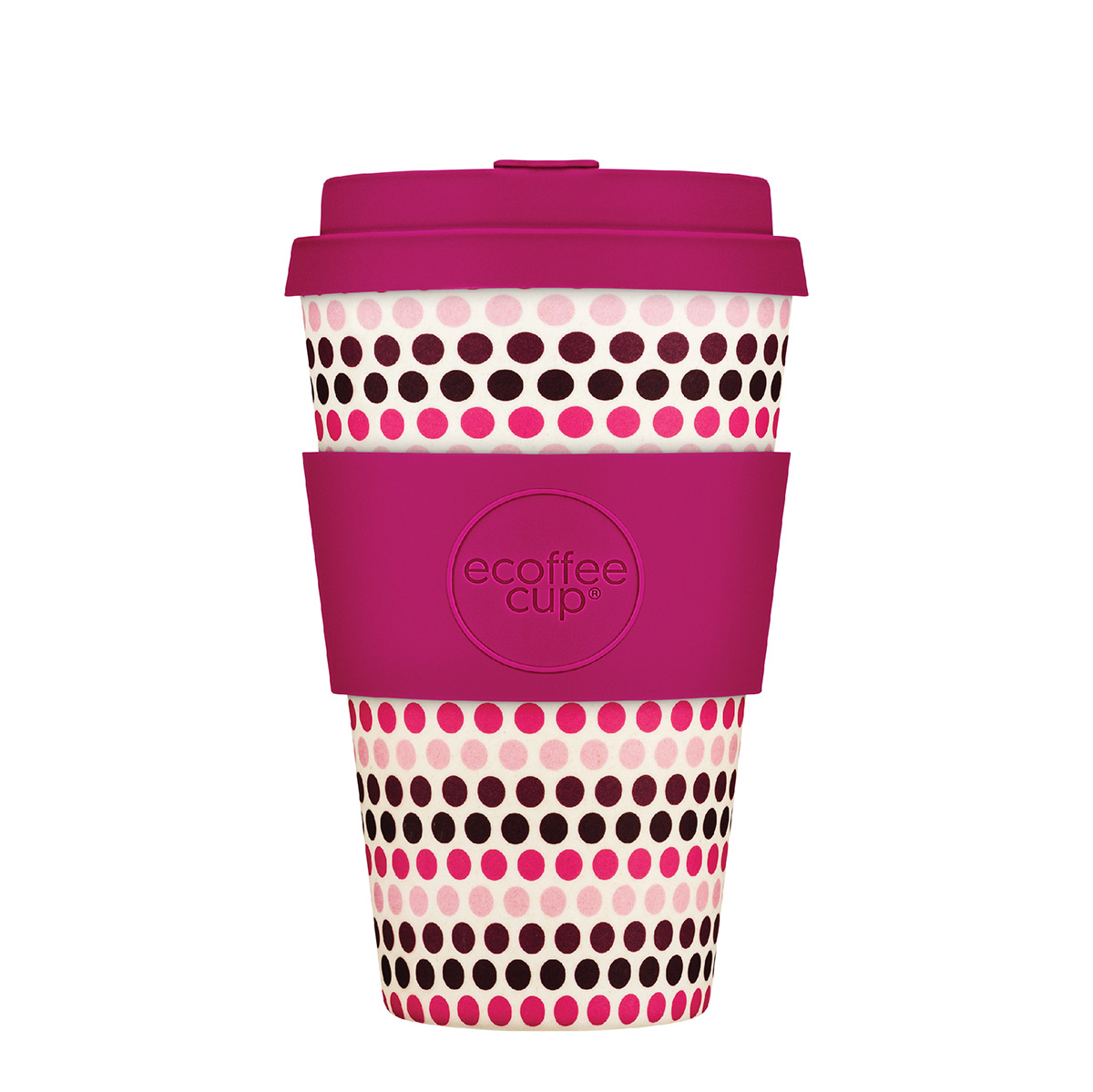400ml Ecoffee Cup Pink Polka Reusable Coffee Cup 